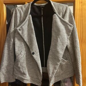 Ann Taylor Striped Moto Jacket- Cotton